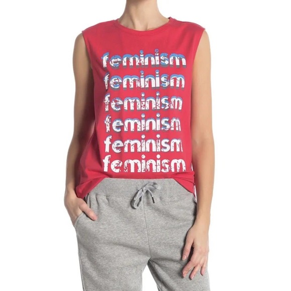 Brand New Rebecca Minkoff Women's Feminism‎ Muscle Tank Tee Red Size XL Red - Picture 1 of 9